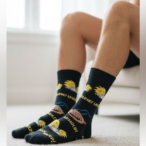 Nickelodeon Hey Arnold Men’s Novelty Crew Socks 1 Pair Shoe size 6-12 cartoon